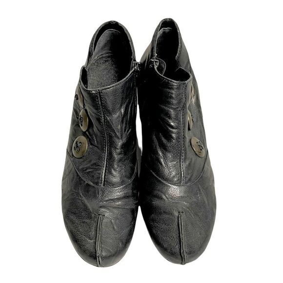 RIEKER Black Leather Ankle Boots With Heel And Button Detail 38 - Picture 6 of 12